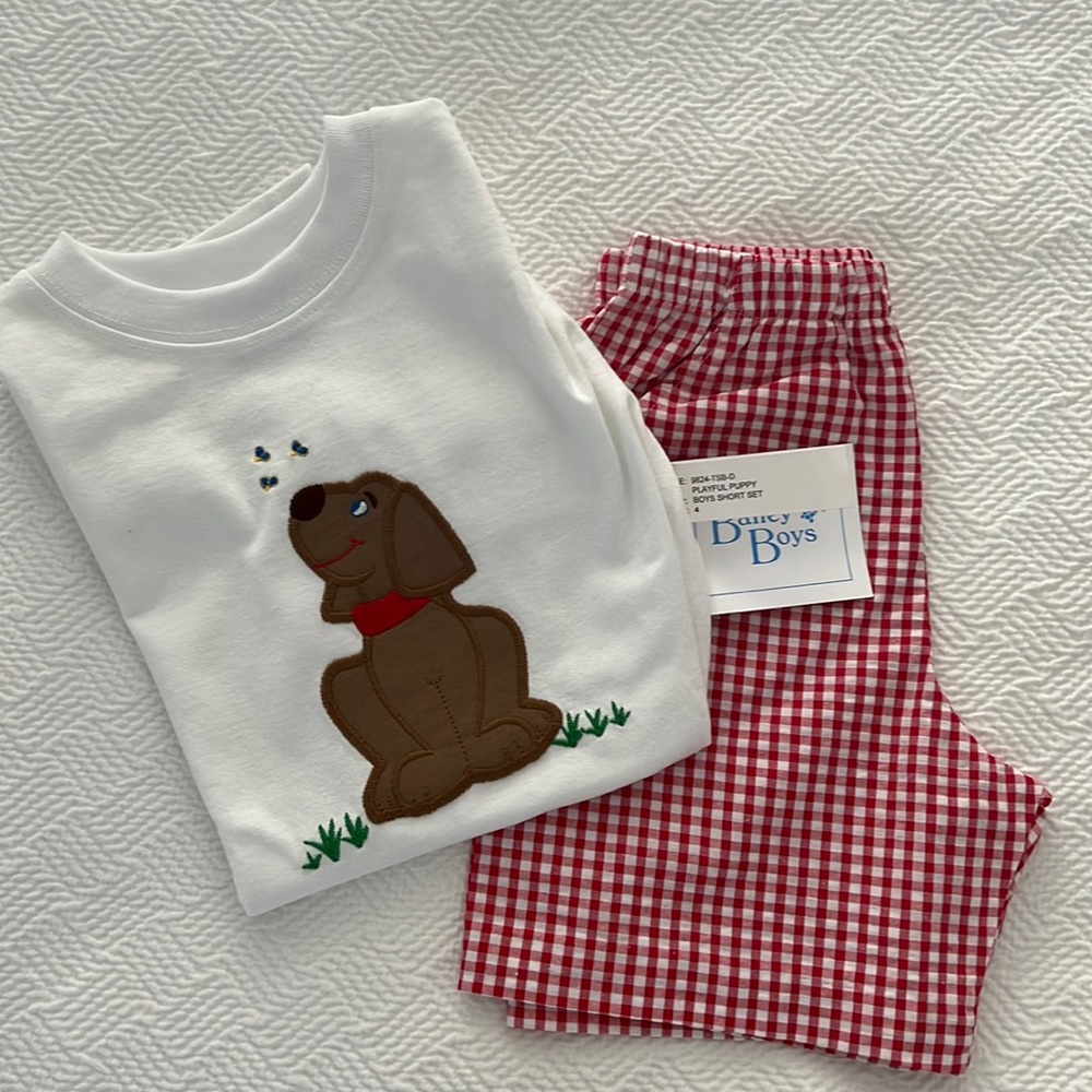 Bailey Boys puppy shorts set size 4 NWT